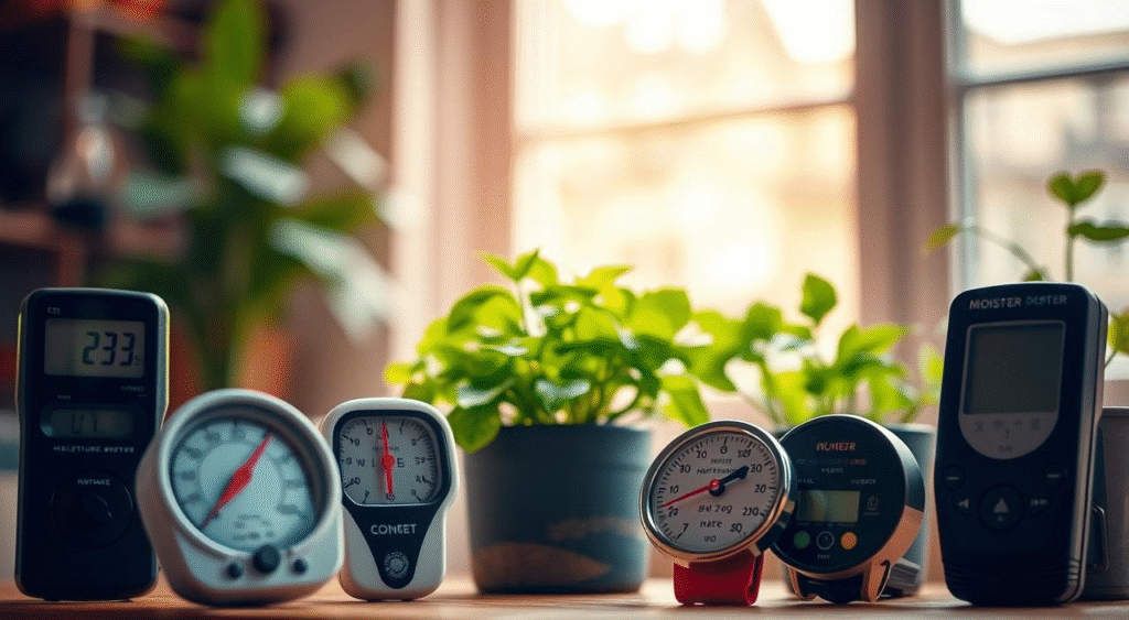 Using a moisture meter near the root zone to support indoor plant watering decisions