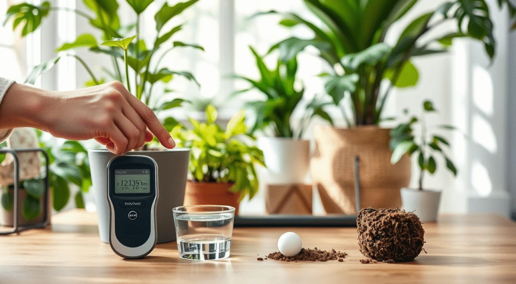 Finger test and pot weight test to decide when indoor plants need water