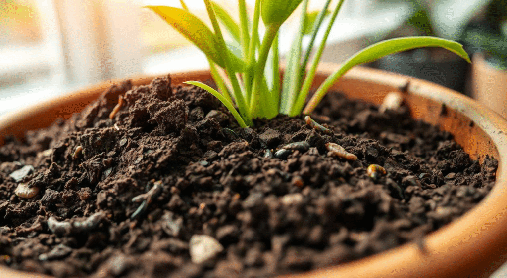 Potting mix structure: moisture retention, drainage, and air space for roots