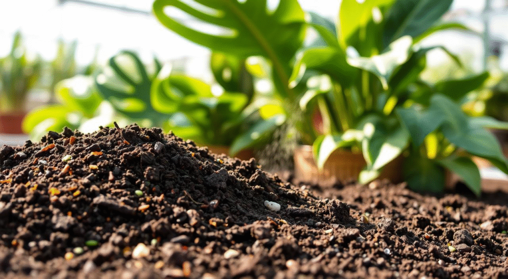 Chunky aroid potting mix for Monstera: bark, coir, perlite
